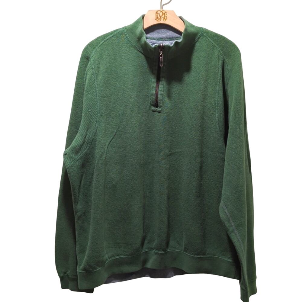 Tommy Bahama Flipshore Reversible 1/4 Zip Pullover Sweater Men's XL 100% Cotton